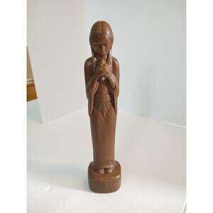 WILLARD STONE, Frankoma Pottery, Native American, Maiden w/ Rabbit, Vintage